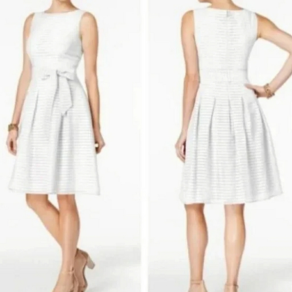 Tommy Hilfiger LWD Stripe Dress L Party Shower Bridal Ivy Sleeveless Illusion